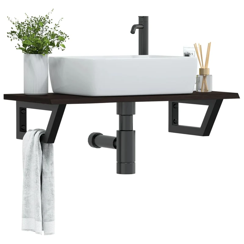 Badkamer wandschap eikenhout 80x40 cm staal