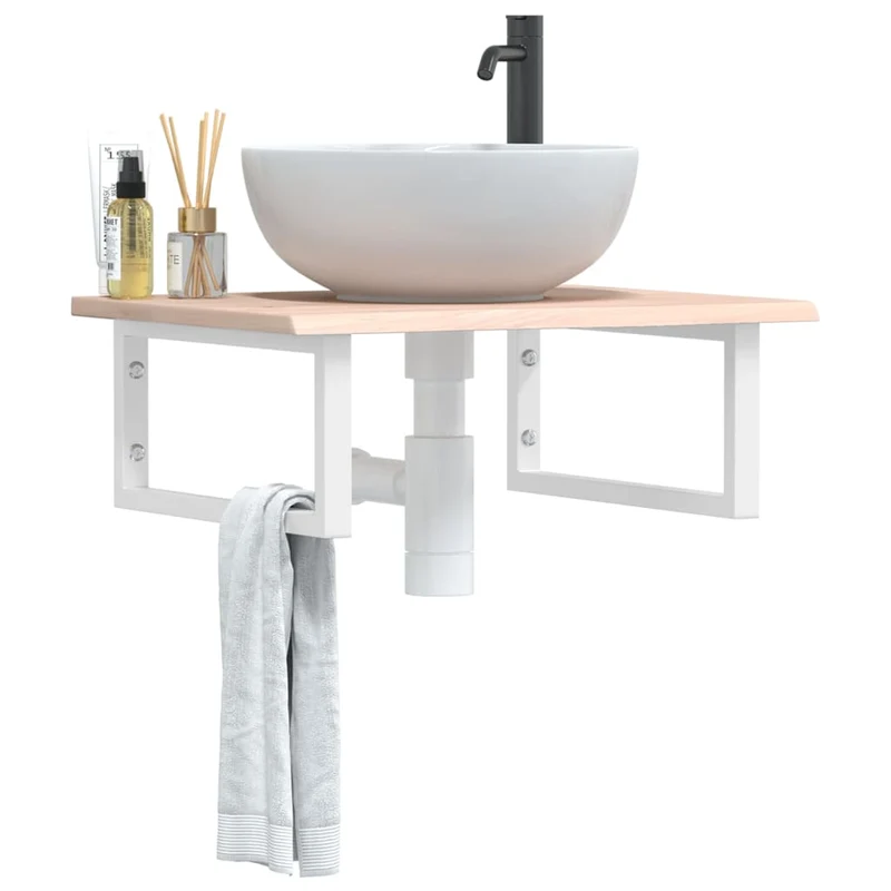 Badkamer wandschap staal massief eikenhout