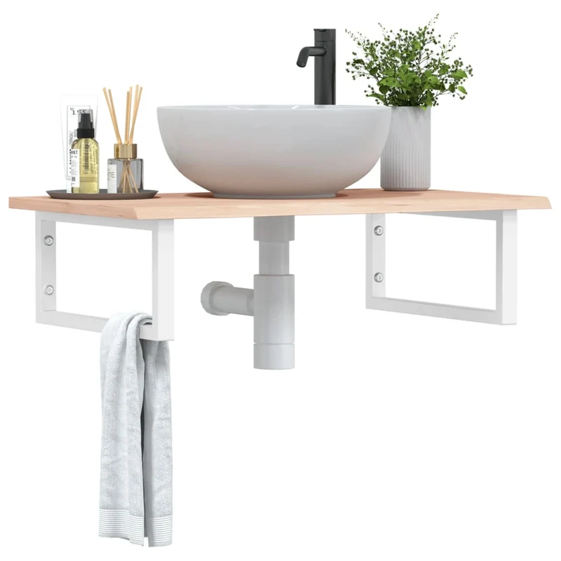 Badkamer wandschap massief eikenhout staal