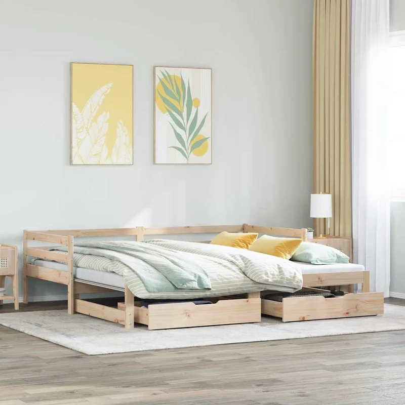 Vuodesohva rullilla ja laatikoilla ei patjaa 90x190 cm
