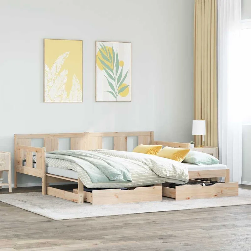 Vuodesohva rullilla ja laatikoilla ei patjaa 90x190 cm
