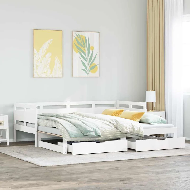 Vuodesohva rullilla ja laatikoilla ei patjaa valkoinen 80x200cm