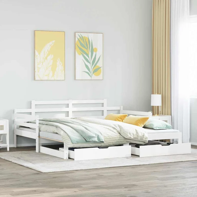 Vuodesohva rullilla ja laatikoilla ei patjaa valkoinen 80x200cm