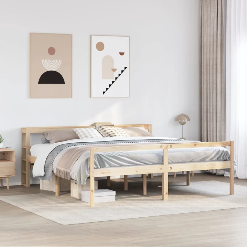 Vanhusten sänky päädyllä 200x200 cm täysi mänty