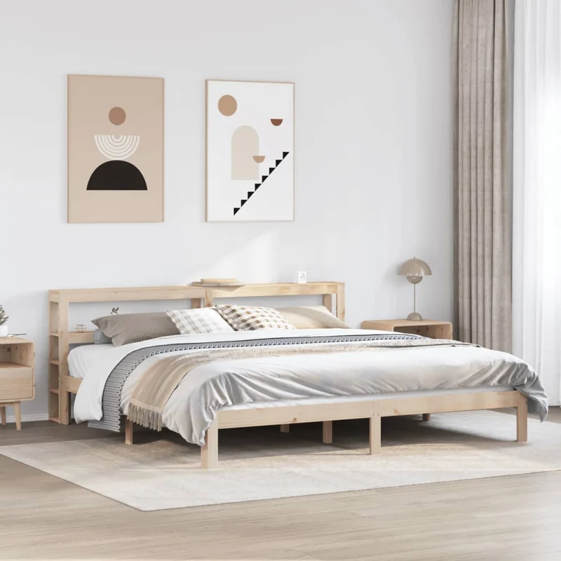 Sängynrunko päädyllä 200x200 cm täysi mänty
