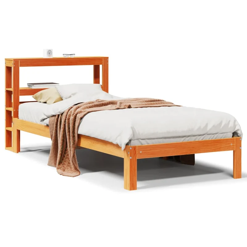 Bedframe massief grenenhout wasbruin 75x190 cm
