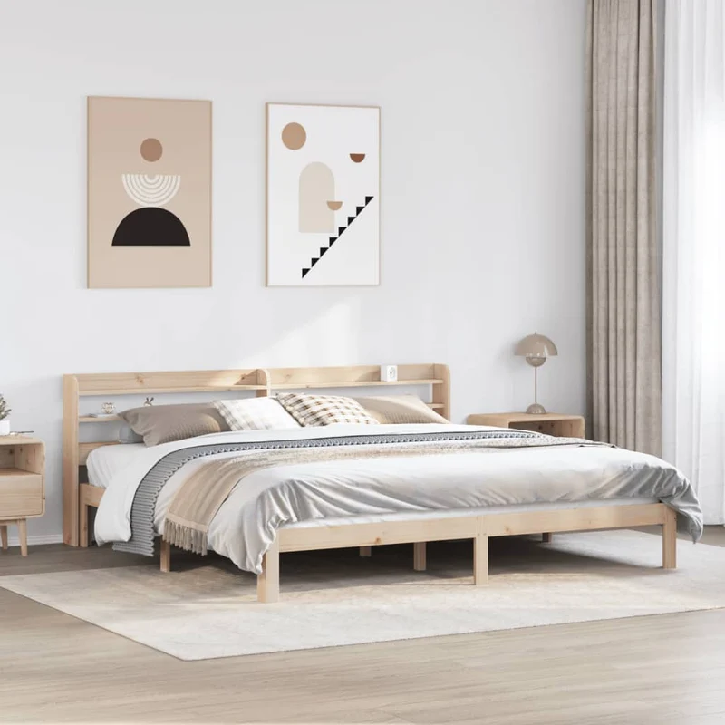 Sängynrunko päädyllä 200x200 cm täysi mänty