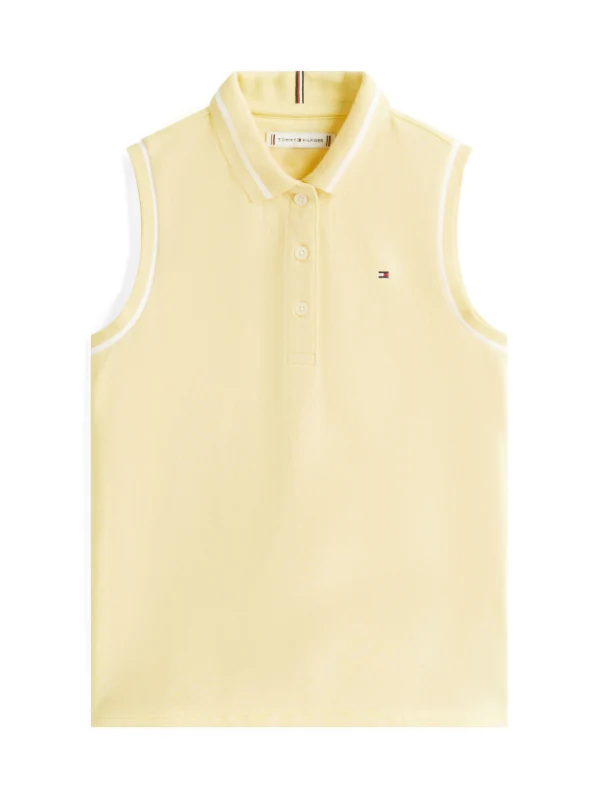 Tommy Hilfiger - Girls' Tipped Collar Sleeveless Polo Shirt Pastel Yellow / 6