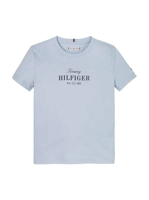 Tommy Hilfiger - Girls' Script Short Sleeve T-Shirt Light Pastel Blue / 6