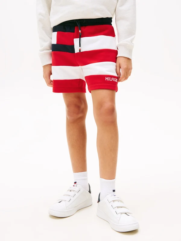 Tommy Hilfiger Boys Flag All Over Stripe Shorts in Red Red / 8 Yrs