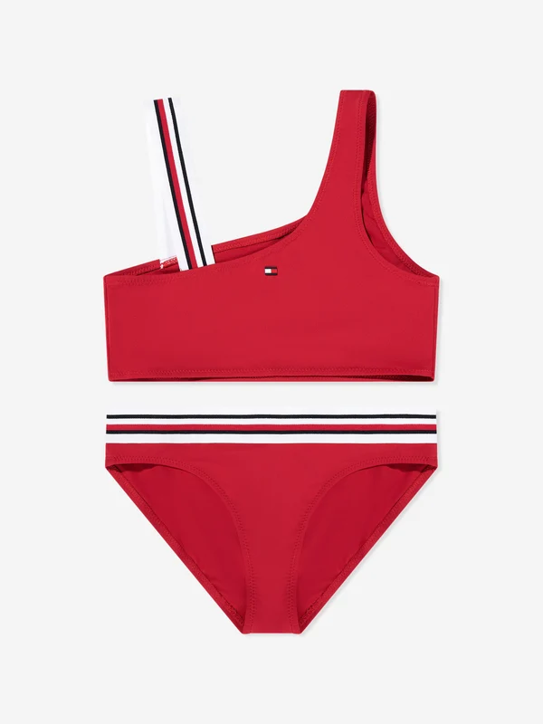 Tommy Hilfiger Girls One Shoulder Bikini in Red Red / 12 - 14 Yrs