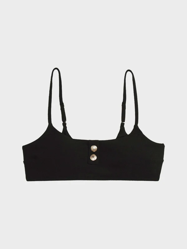 Tommy Hilfiger - Women's Striped Scoop Bikini Top Black 1 / XS