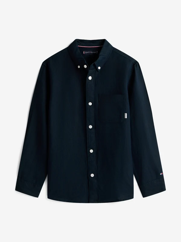 Tommy Hilfiger Boys Linen Blend Relaxed Shirt in Navy Navy / 12 Yrs