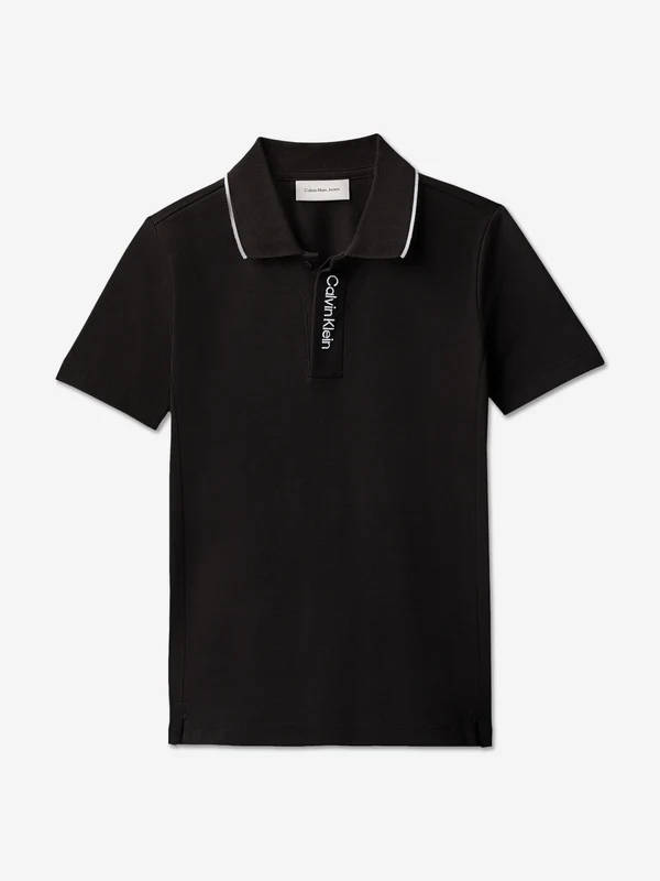 Calvin Klein Boys Embroidered Logo Polo Shirt in Black Black / 4 Yrs