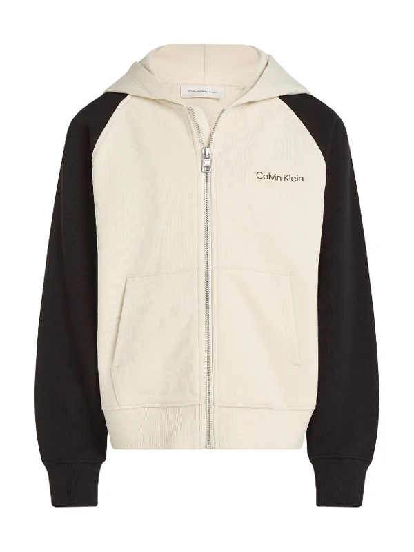 Calvin Klein Jeans - Boys - Color Block Zip - Through Sweatshirt Beige / 14