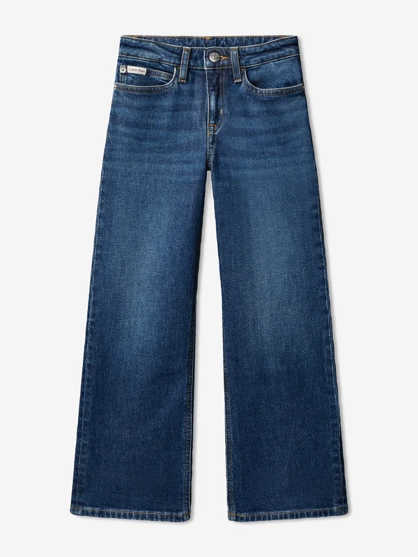 Calvin Klein Girls HR Wide Leg Jeans in Blue Blue / 16 Yrs