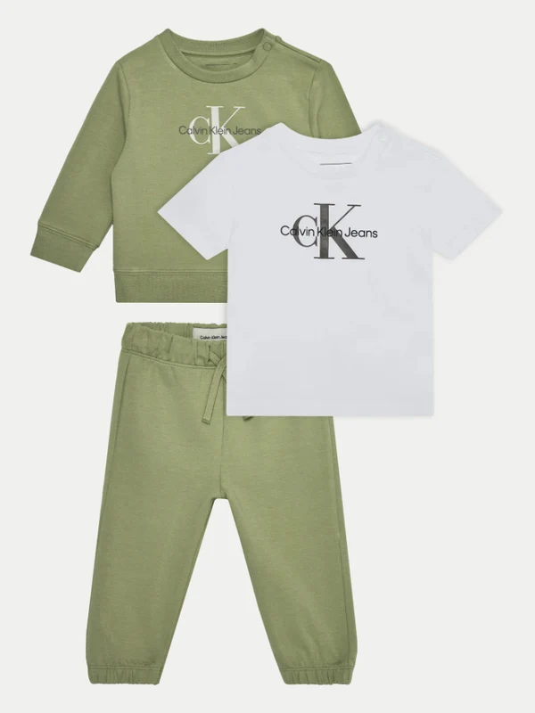 Calvin Klein Jeans - Unisex - Monogram Starter Regular Fit Set Olive / 6-9 M
