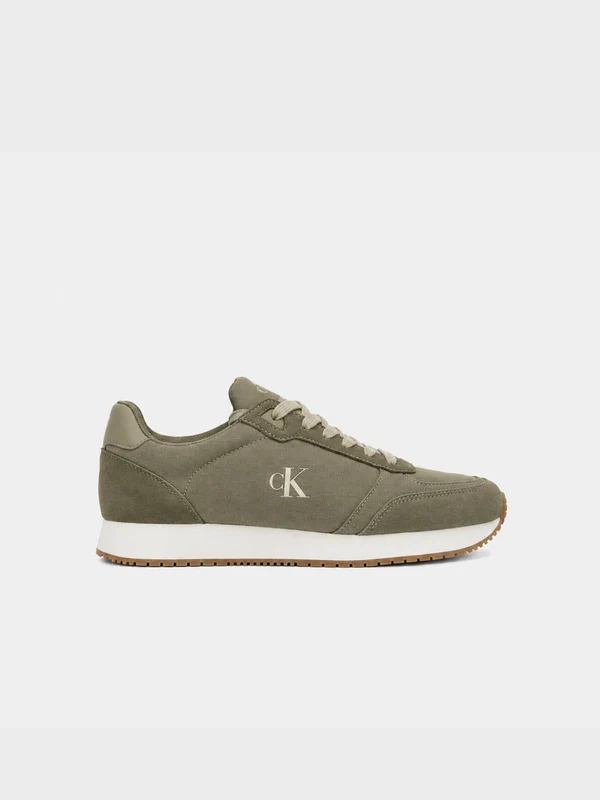 Calvin Klein Jeans - Men's Runner Sock Laceup Canvas Sneakers Olive / 41