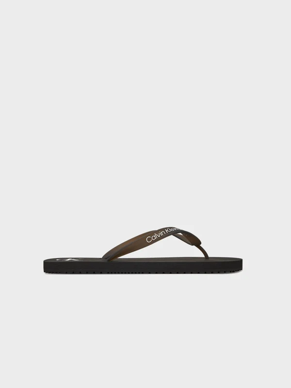 Calvin Klein Jeans - Men's Beach Sandal Transparent TPU Flip Flops Black/White / 42