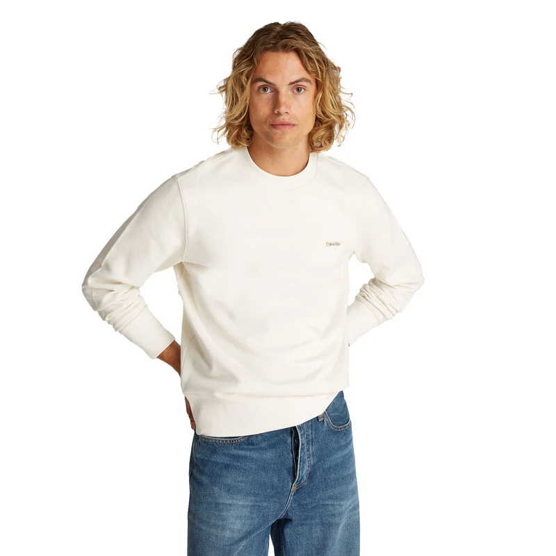 Felpa Uomo Calvin Klein Badge Bianco M