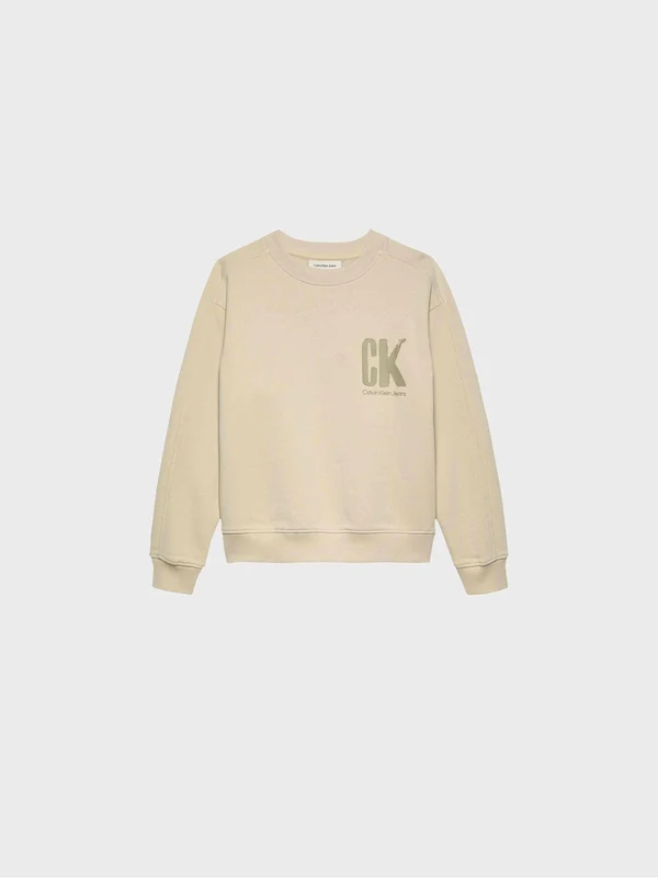 Calvin Klein Jeans - Boys' Summer Back Print Crew Neck Sweatshirt Beige / 6