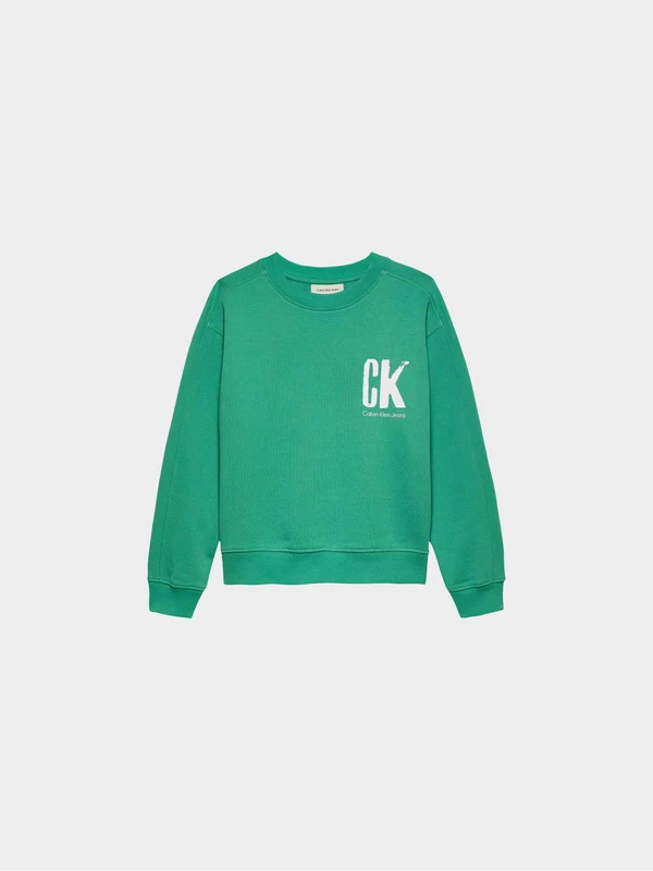 Calvin Klein Jeans - Boys' Summer Back Print Crew Neck Sweatshirt Bright Green / 6