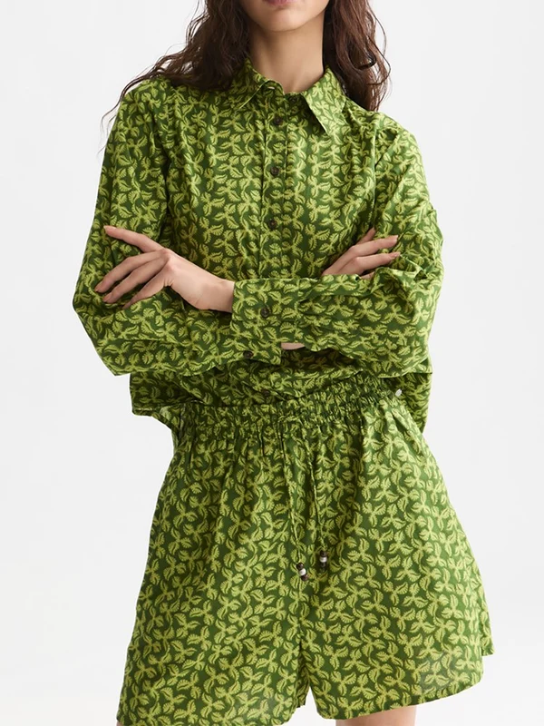 Scotch & Soda Womens Printed Shirt - Mini Cactus Garden Green Mini Cactus Garden Green / 40