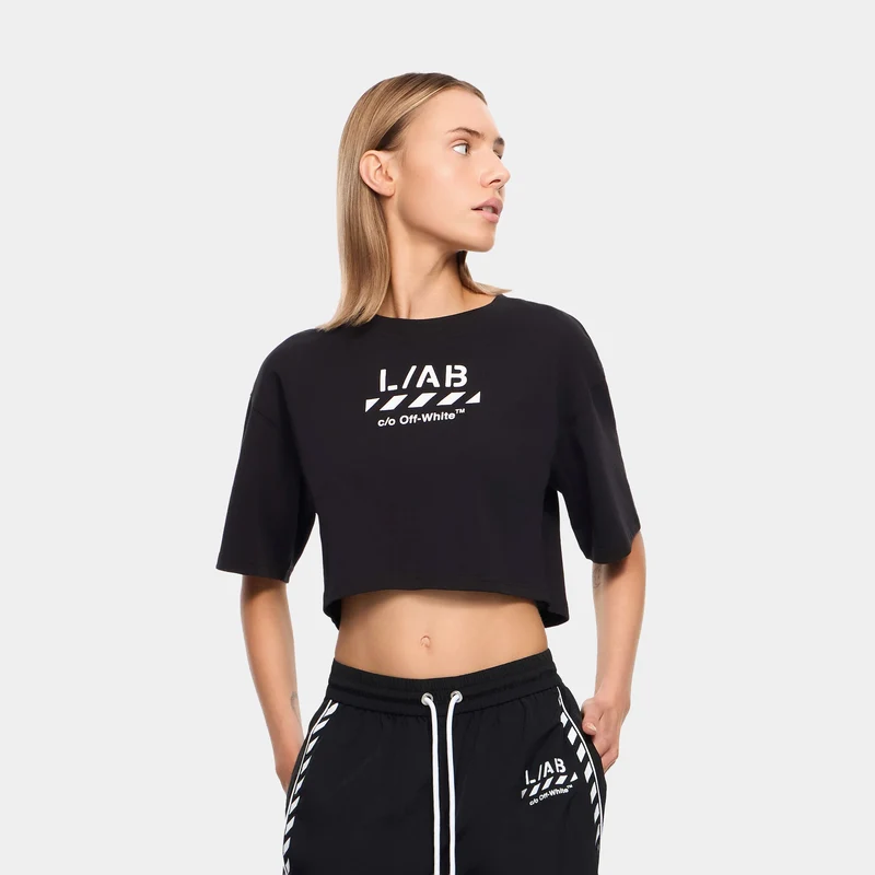 Diagonal Crop Womens Short Sleeve Shirt (Black Night) L