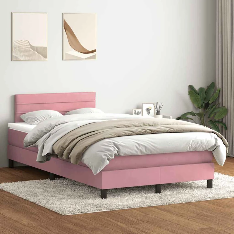 Boxspring met matras 120x220 cm roze fluweel