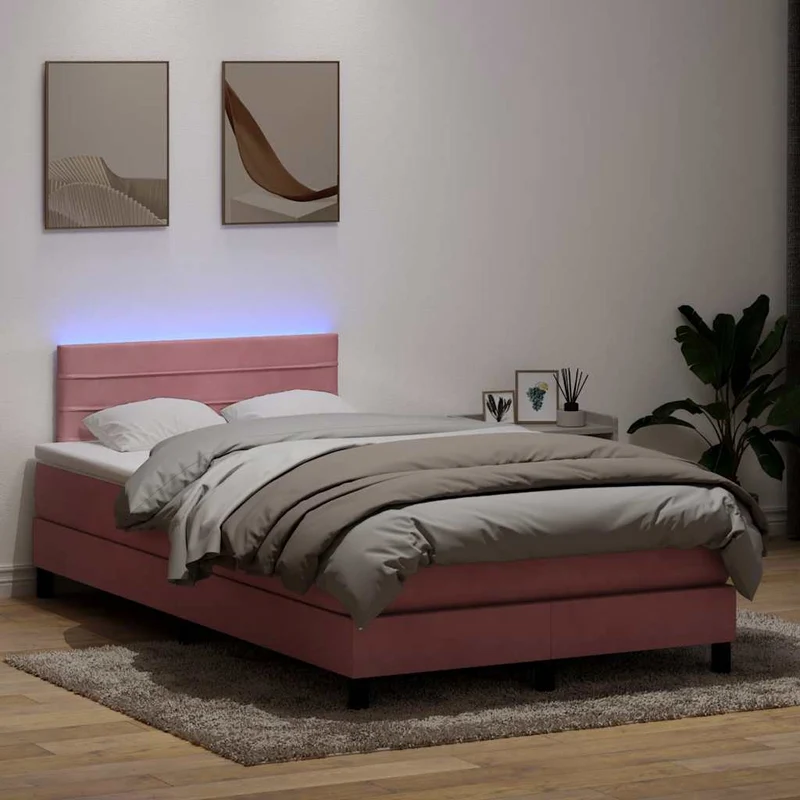Boxspring 120x220 cm fluweel roze met pocketveringmatras