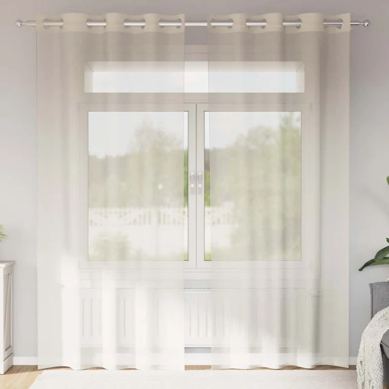 Vitrage gordijnen 2 st 140x225 cm crème