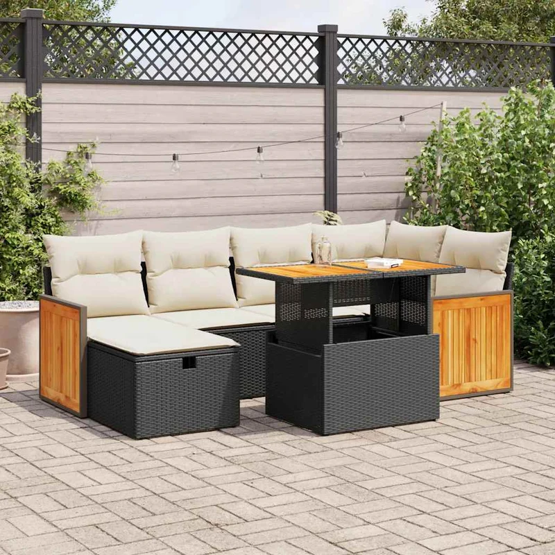 Loungeset 8-delig poly rattan zwart