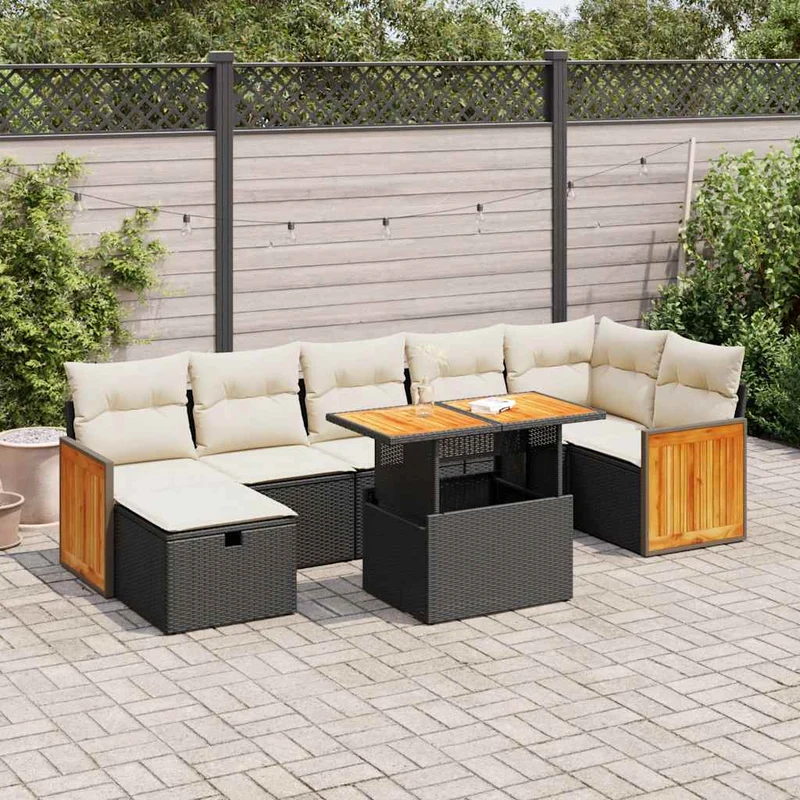 Loungeset 5-delig poly rattan zwart
