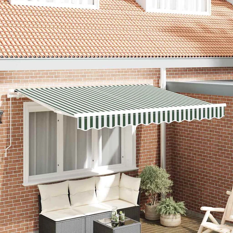 Zonnescherm vervangingsdoek groen wit 330x195 cm