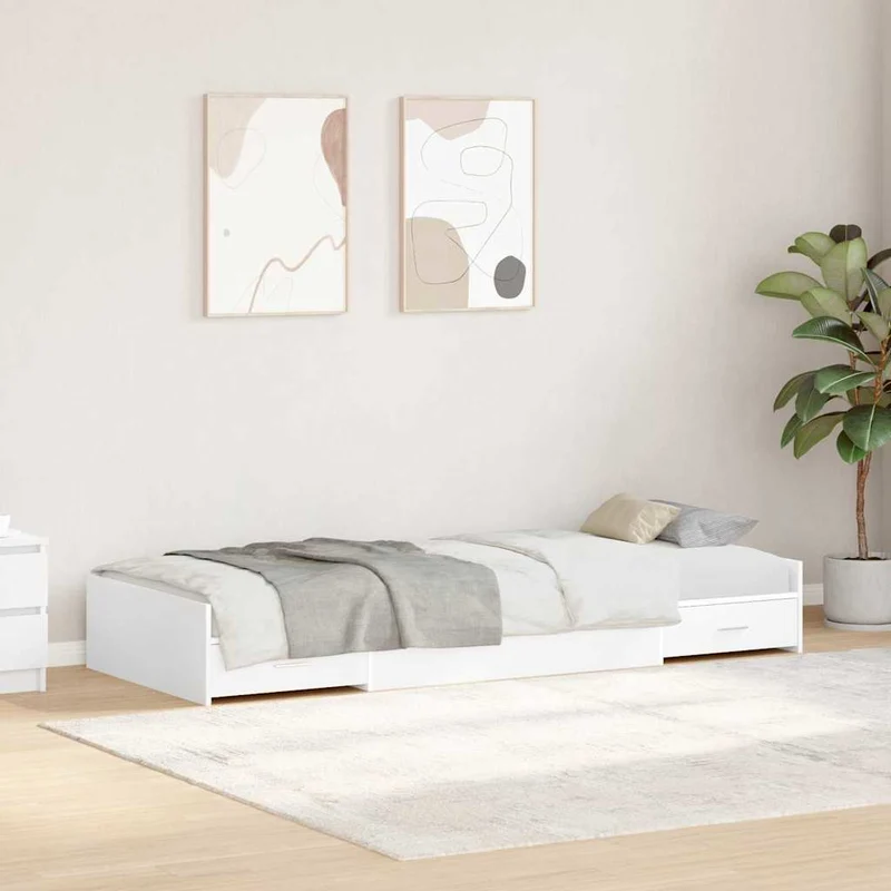 Sängyn runko laatikon kanssa Valkoinen 90 x 200 cm Tekninen puu