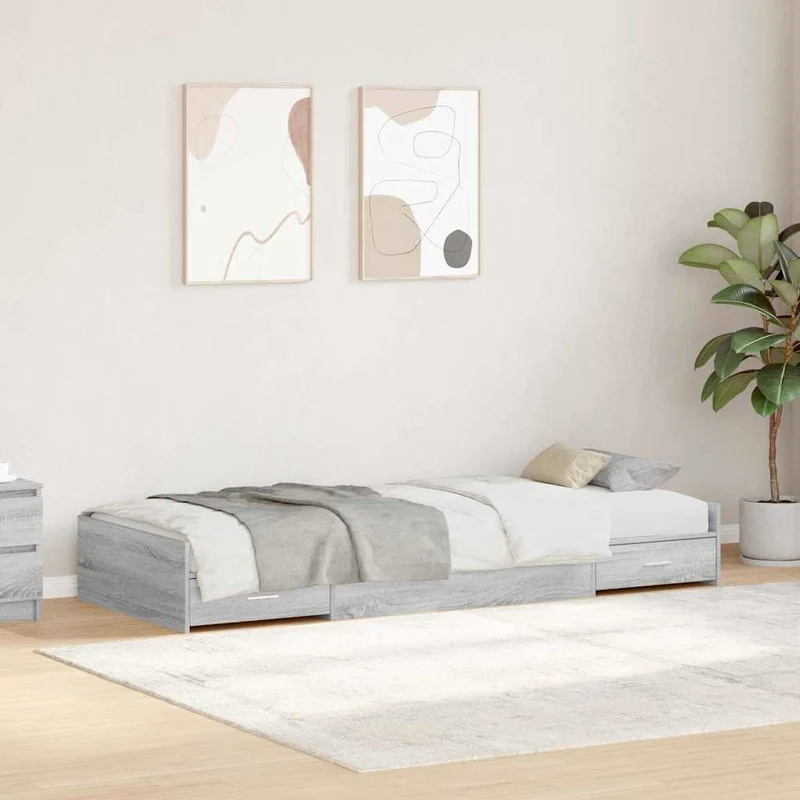 Sängyn runko päätyllä Harmaa Sonoma 80 x 200 cm Tekninen puu