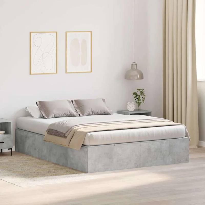 Säilytystilallinen sängynrunko Betoni Harmaa 5FT King Size