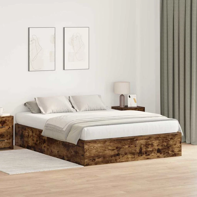 Säilytystilallinen sängynrunko ovella Savupähkinä 5FT King Size