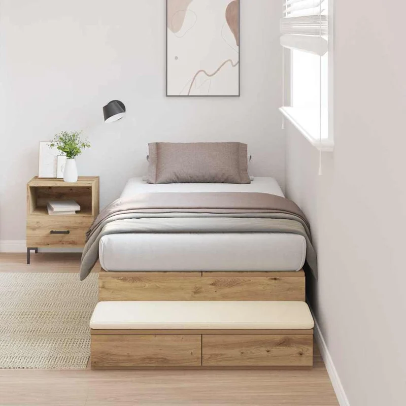 Säilytystilallinen sängynrunko ovella Artisan tammi 100 cm