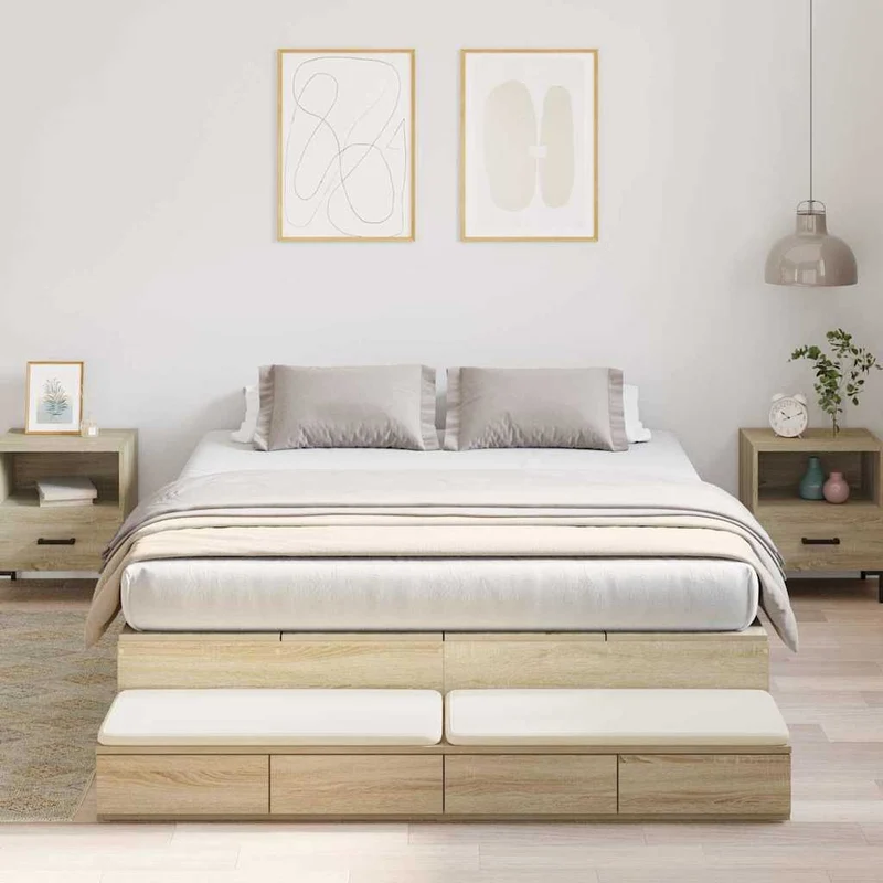 Säilytystilallinen sängynrunko ovella Sonoman tammi 150 cm
