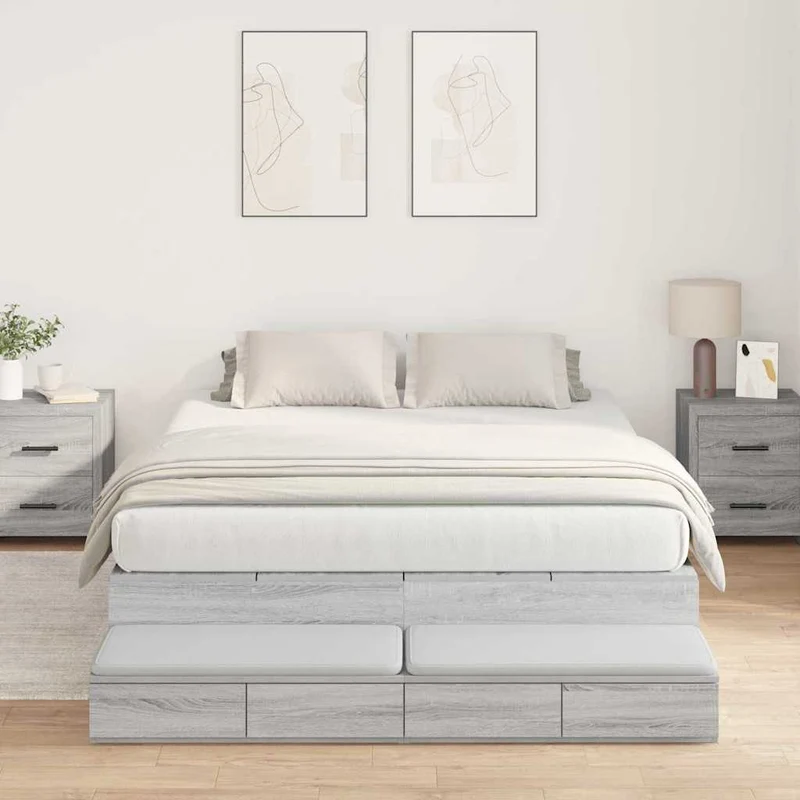Säilytystilallinen sängynrunko ovella Harmaa Sonoma 150 cm