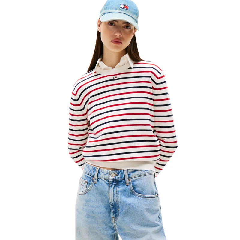 Maglioncino Donna Tommy Jeans Essential Bianco Rosso S