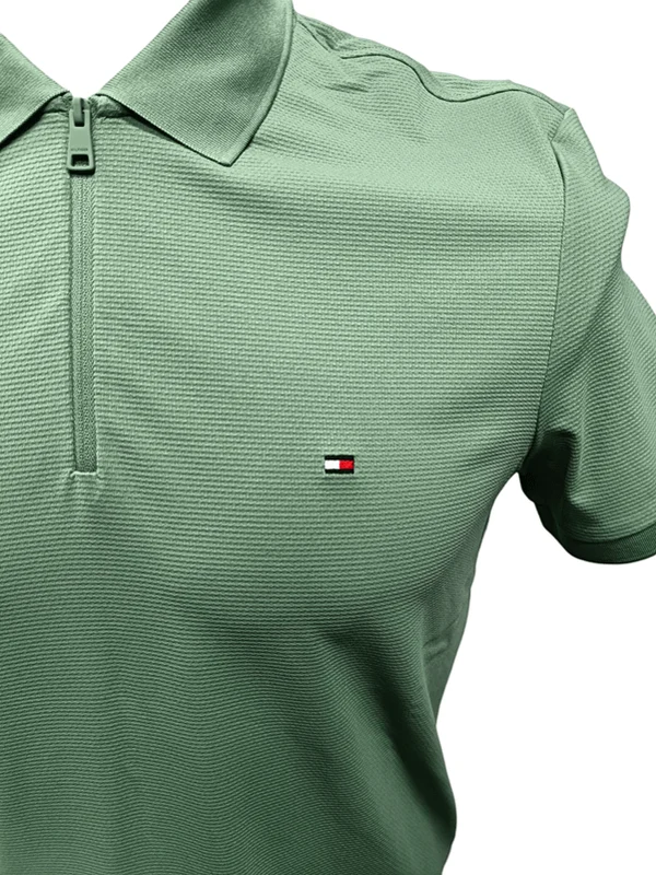 Tommy Hilfiger Mens Performance Pique Zip Regular Fit Polo - Dusty Meadow Dusty Meadow / 2XL