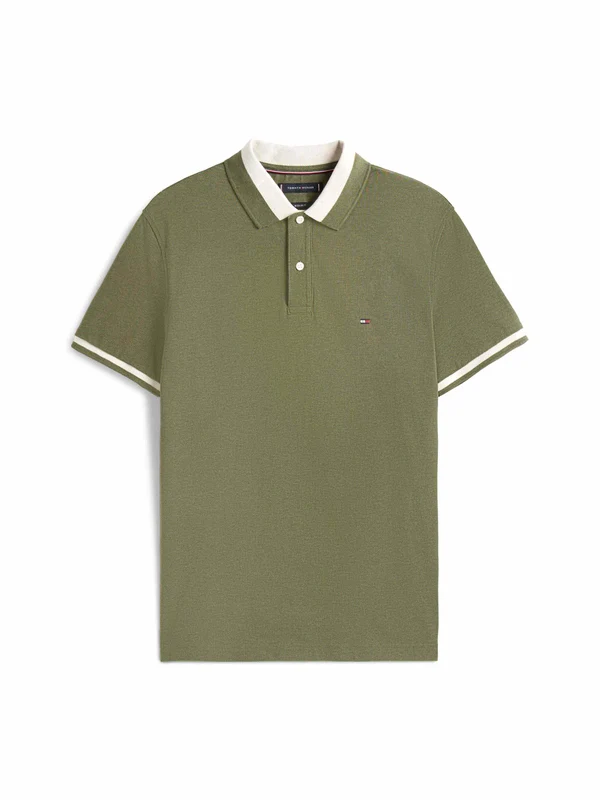 Tommy Hilfiger - Men's Regular Fit Tipped Polo Shirt Olive / XXL