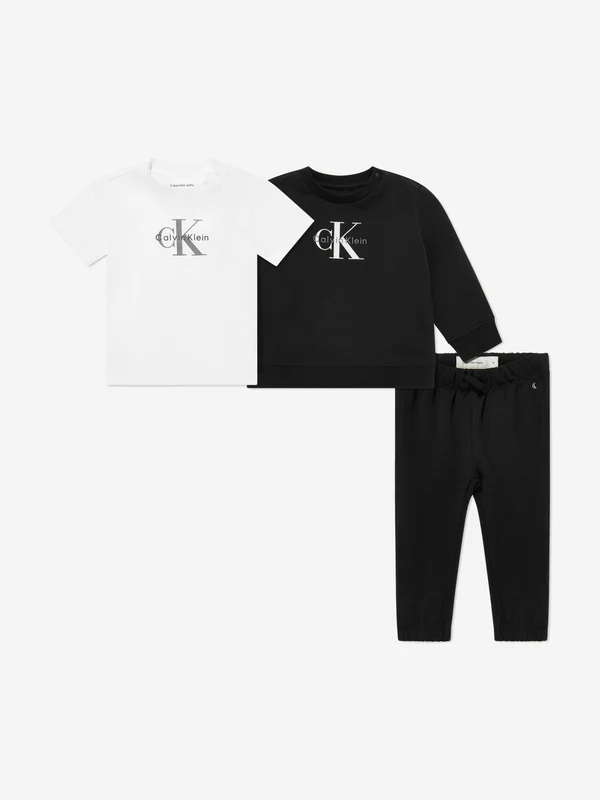 Calvin Klein Baby Monogram Tracksuit Gift Set in Black Black / 3 Yrs