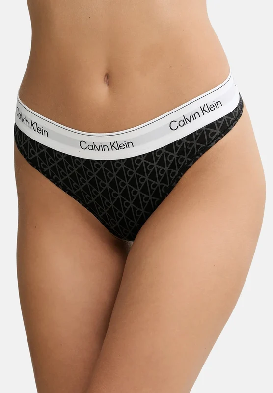 CALVIN KLEIN Perizoma nero da donna con logo all over S