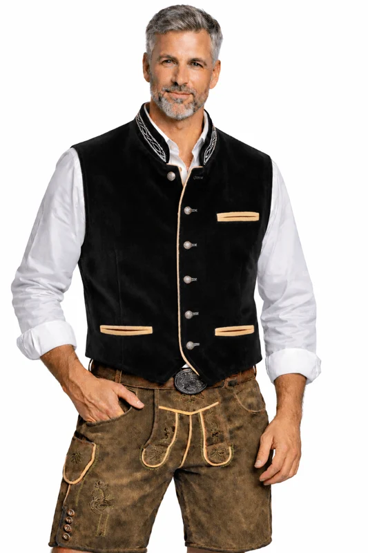 Oktoberfest-Weste, schwarz, Tracht 3XL