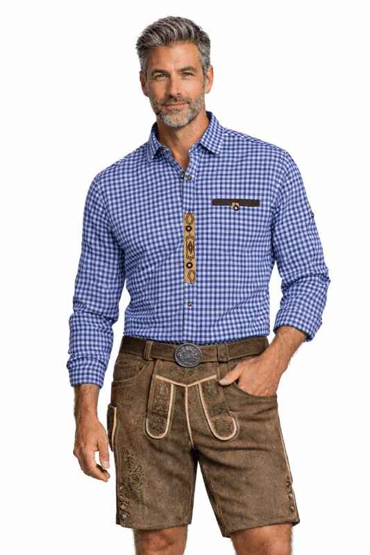 Oktoberfest-Bluse Blau-Weiß 5XL