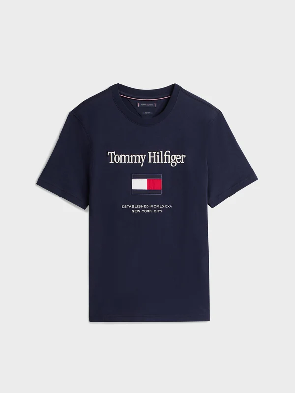 Tommy Hilfiger - Men's Logo Embroidery Crew Neck T-Shirt Navy / XXL