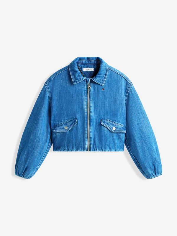 Tommy Hilfiger Girls Denim Bomber Jacket in Blue Navy / 16 Yrs